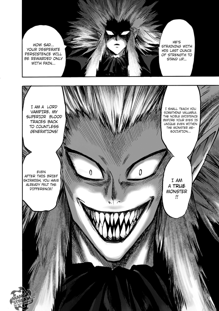 Pureblood explains his lineage while looking at Zombieman with an evil grin.