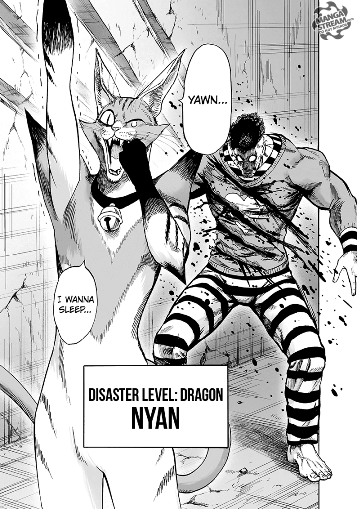 Puri-Puri Prisoner receives 4 slash damage in his body from the monster Disaster Level Dragon Nyan.