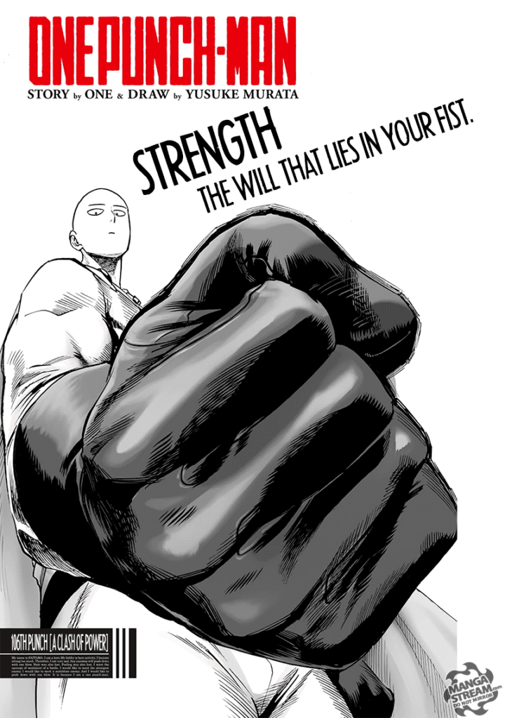 Saitama looks at his clenched fist.