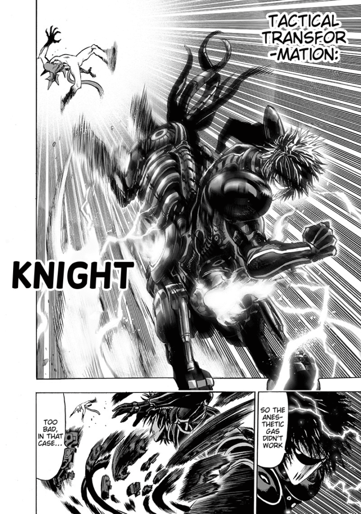 Drive Knight uses Tactical Transformation: Knight turns himself into a robot centaur. Nyan is blown away.