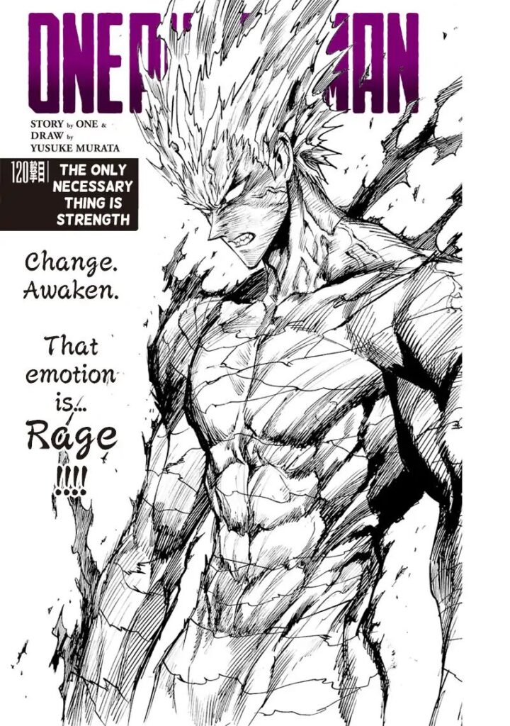 Serious and menacing Garou on the cover page.