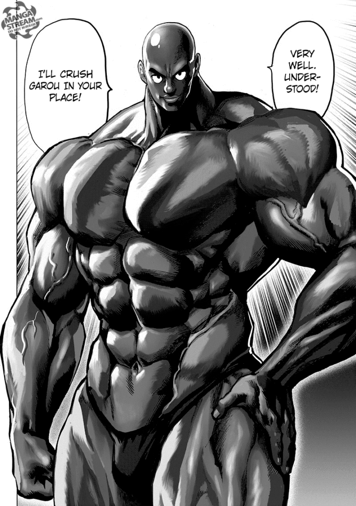 Superalloy Darkshine confidently flexes his muscles as he plans on crushing Garou.