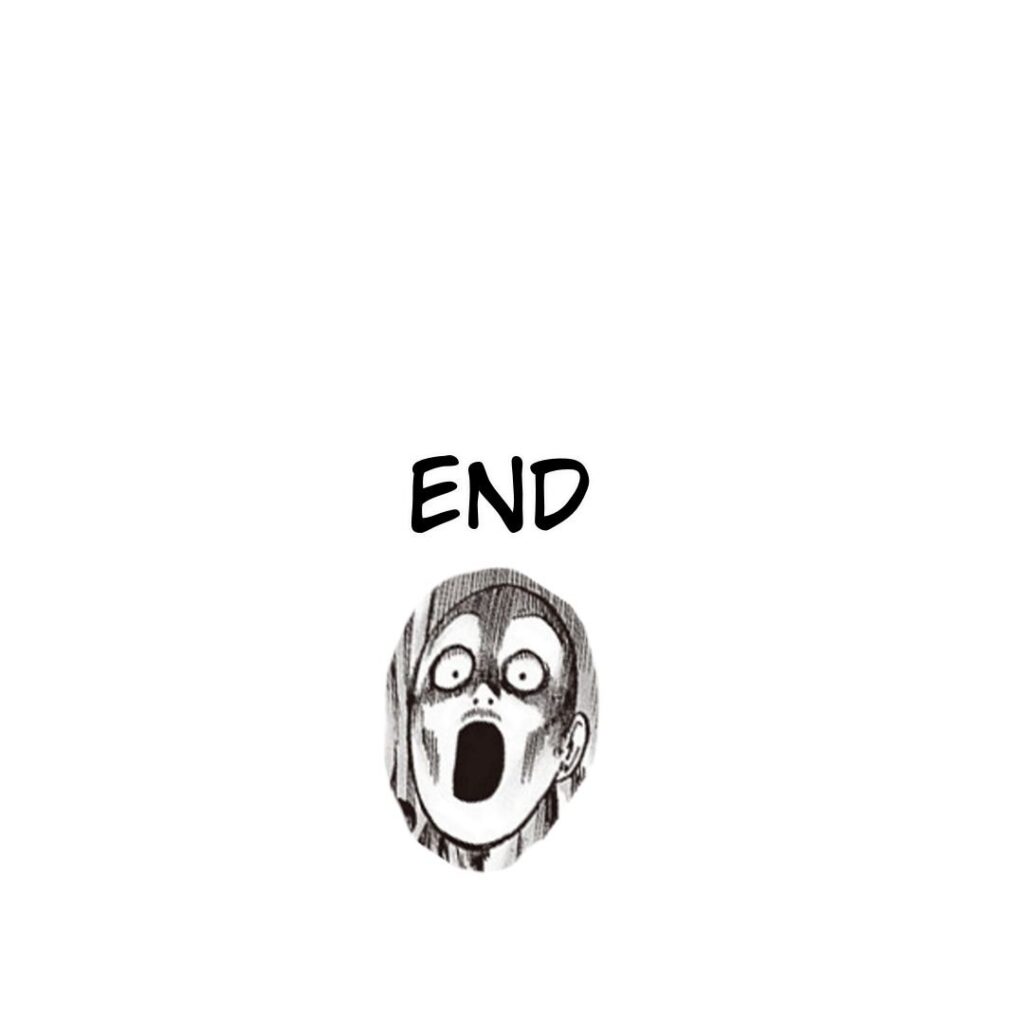 End of Chapter showing a distressed Saitama.