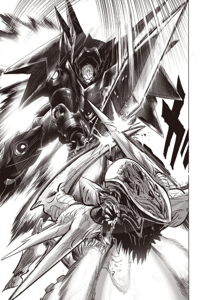 The new robot is a merged form of Genos and Drive Knight. They suddenly attack Jet Psykos with a sword.