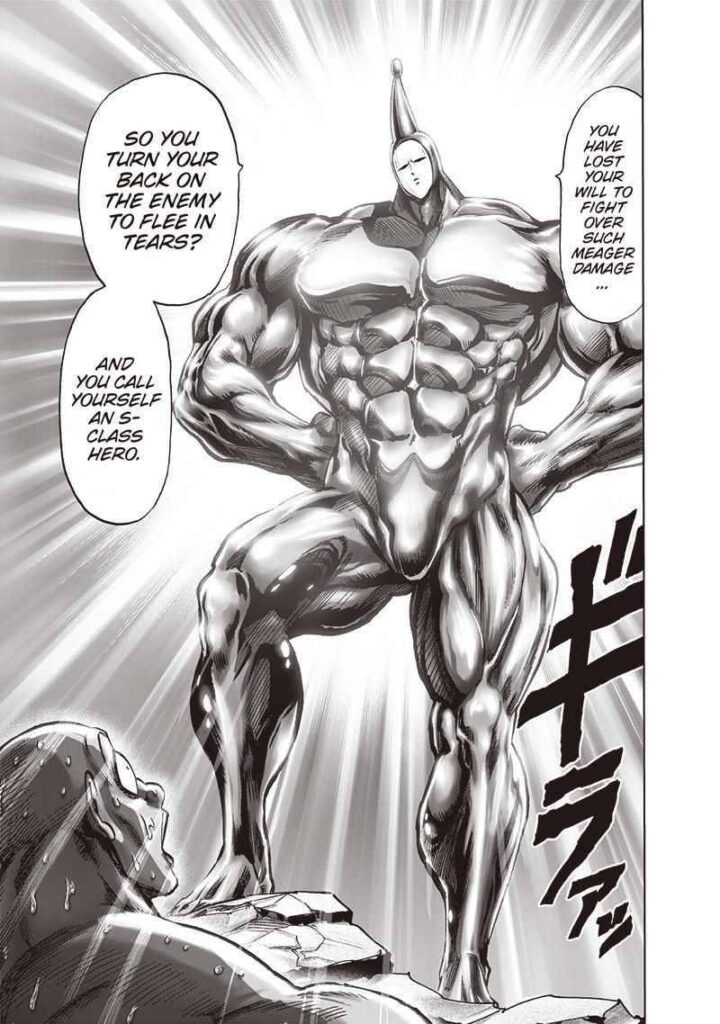 Superalloy Darkshine marvels at Golden Sperm's bulging and shining muscles.