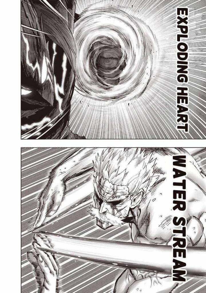 Garou prepares Exploding Heart... and Bang attacks with Water Stream.. during their clash.