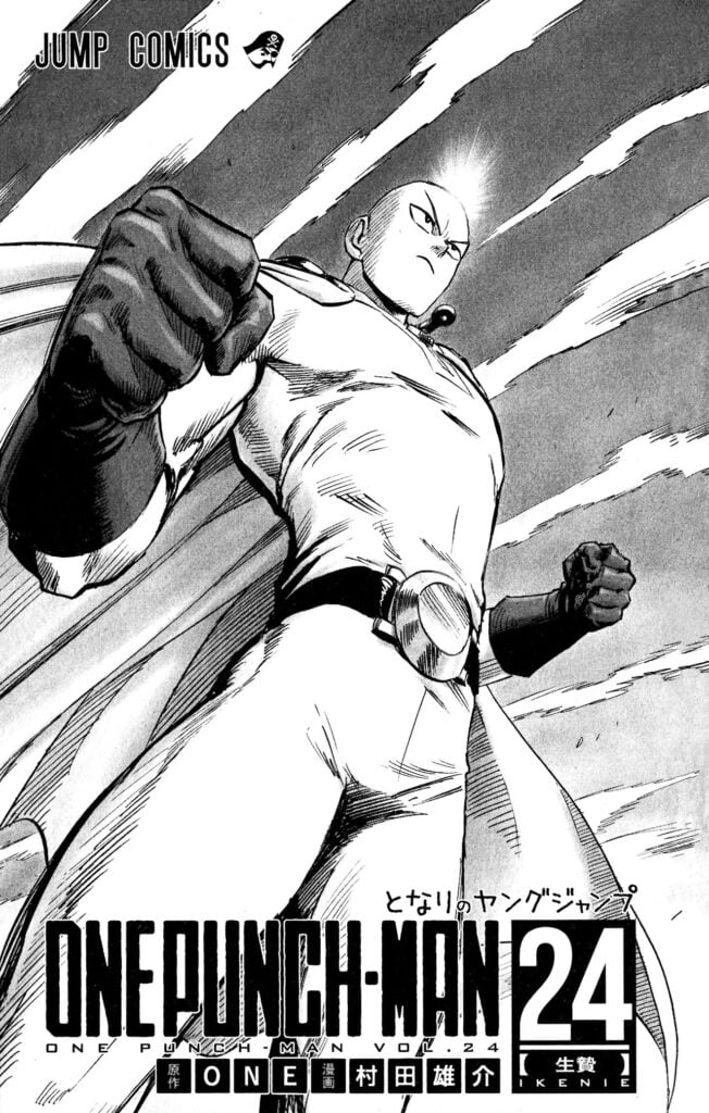 Saitama is powering up with his fist.