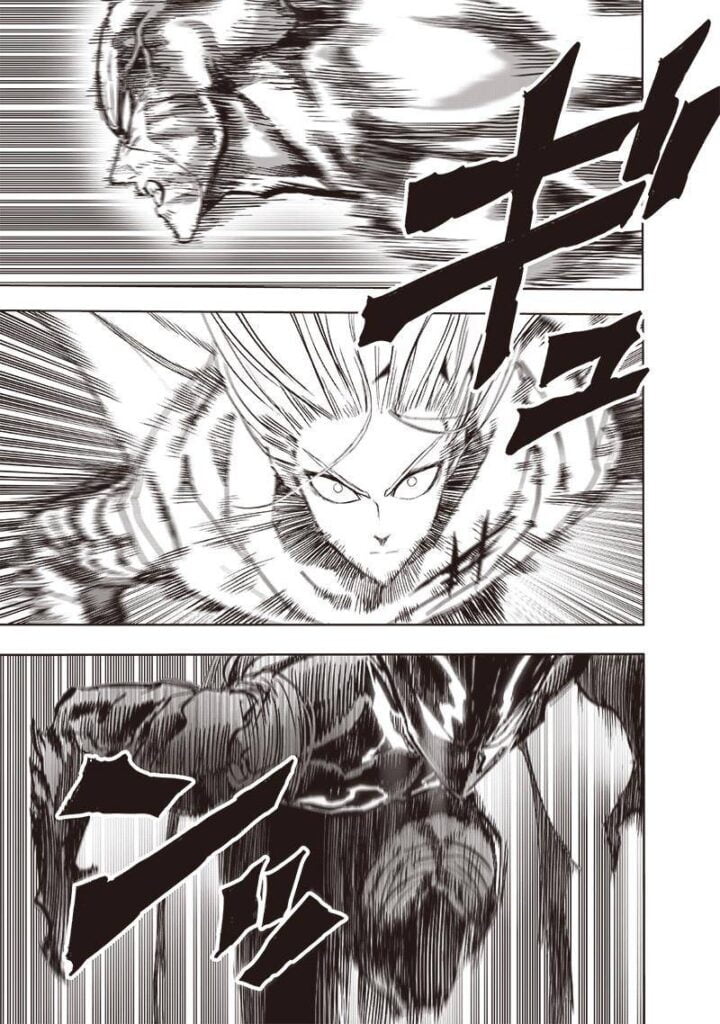 Platinum Sperm, Flashy Flash, and Garou start dashing toward one another for an attack.