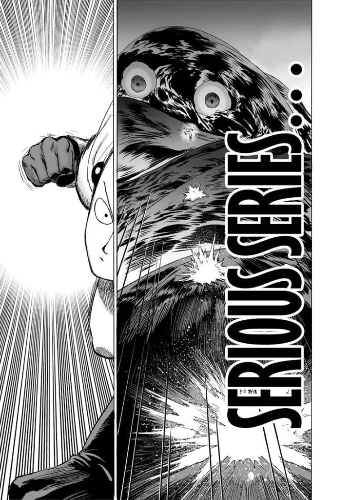 Saitama approaches Evil Ocean Water and prepares a Serious Series... punch attack.