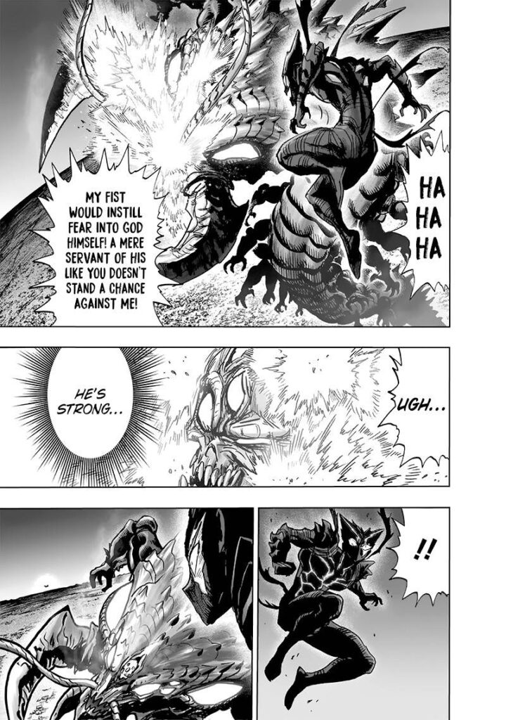 Back to the fight, Garou attacks Sage Centipede nonstop.