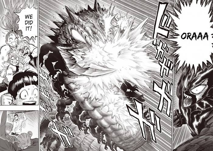 Garou swiftly attacks Sage Centipede while the heroes inside the chinook rejoice.