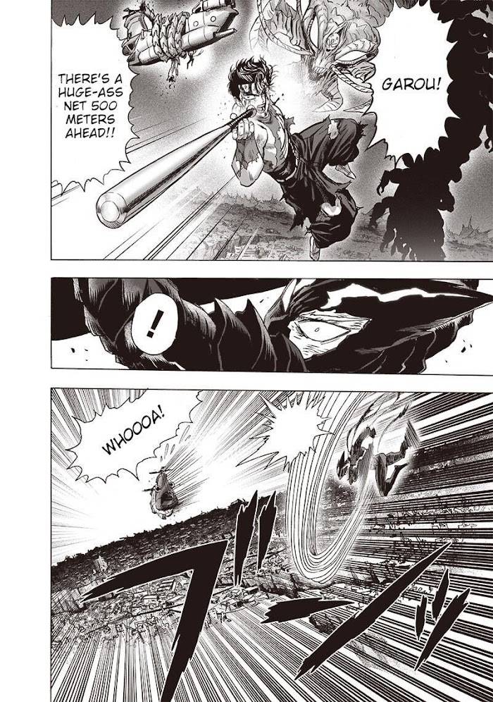 Garou throws the rescue chinook in the direction where Metal Bat pointed with his bat.