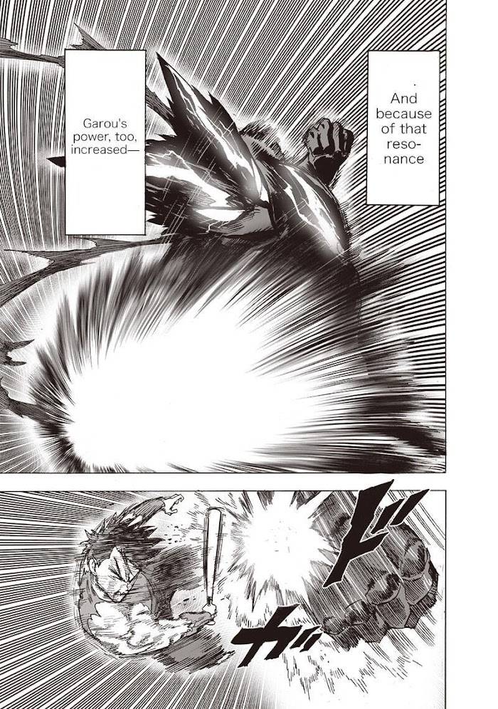 Garou tries to attack as Metal gets blown away after getting hit with a punch.