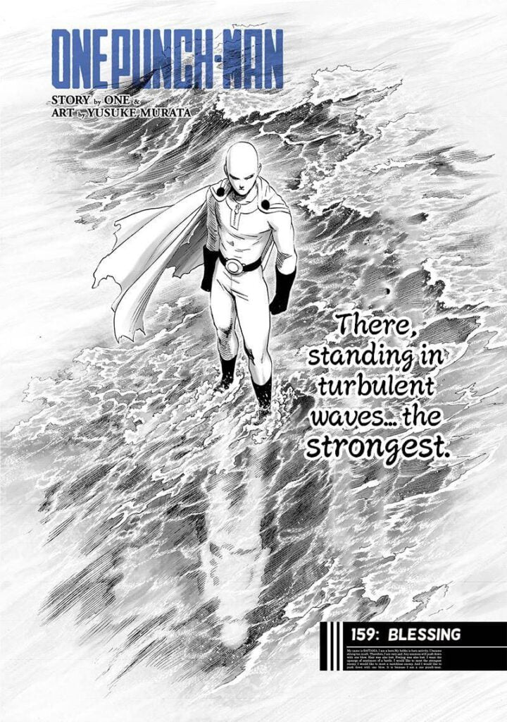 Saitama is seriously standing on the waters.