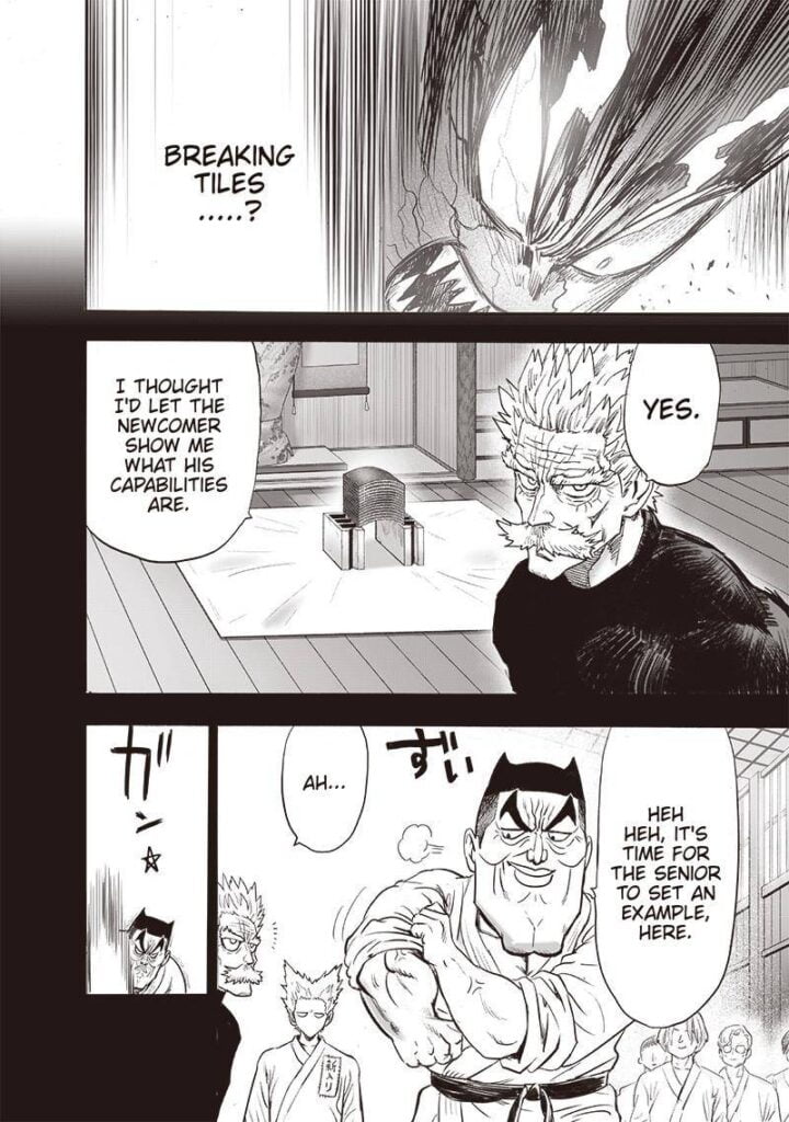 Garou remembers his time at the dojo with Bang and Sourface. They plan on breaking ceramic tiles with karate chop.