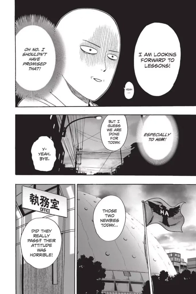 Saitama has a deep realization about making Genos his pupil.