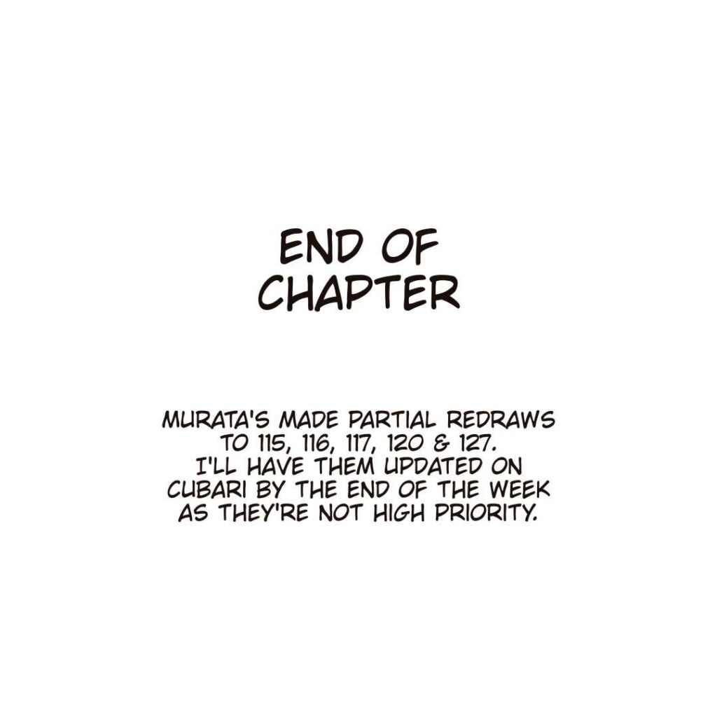 End of Chapter with notes regarding redraws on the previous chapters.