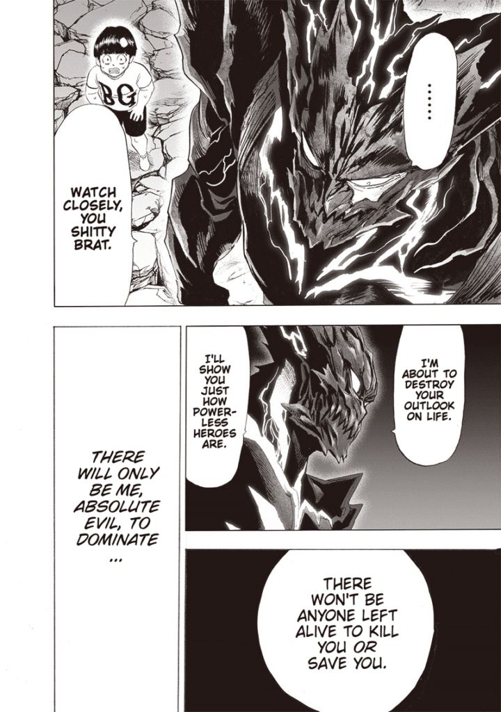 Garou starts walking towards Saitama.