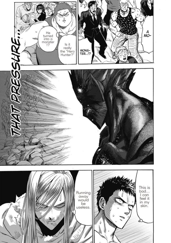 The hero notices the monster as Garou, and they know they can't do anything.