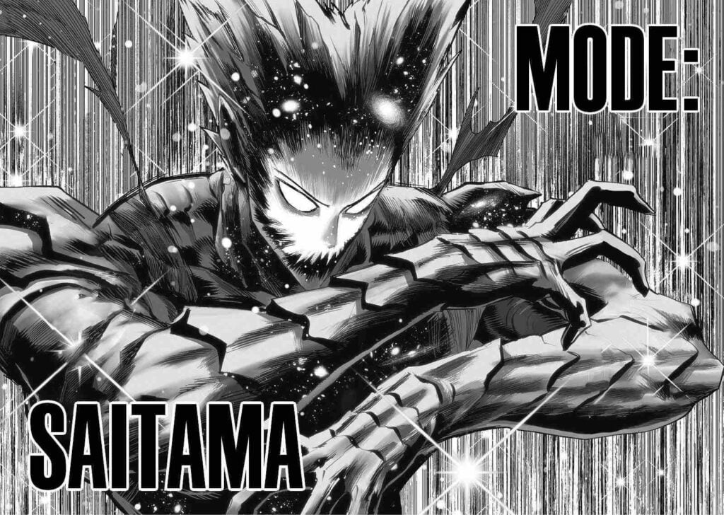 Garou copies Saitama using his technique called "Mode: Saitama."