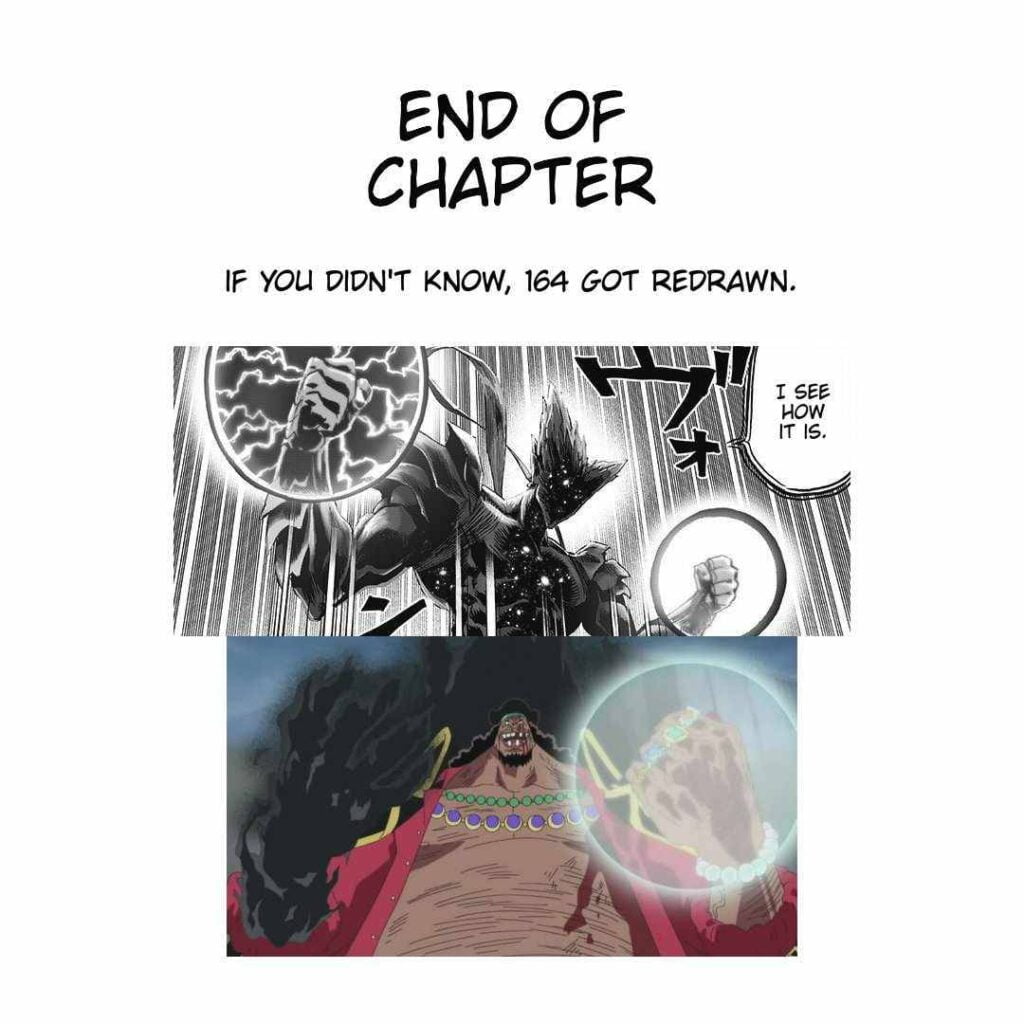 End of Chapter showing similarity between Garou and Blackbeard in One Piece.