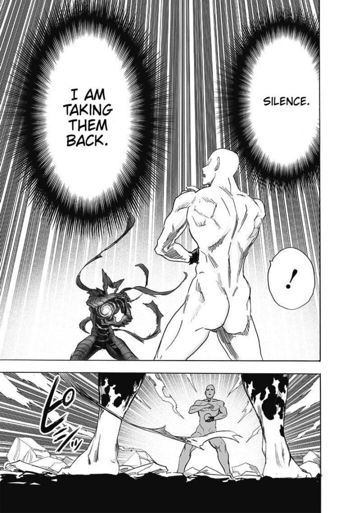 Garou and Saitama suddenly hear a voice saying he's taking them back.