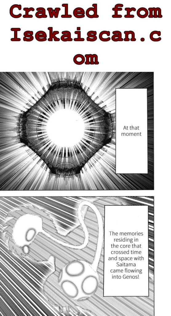 The core continues to light up while being connected to Genos' memory.