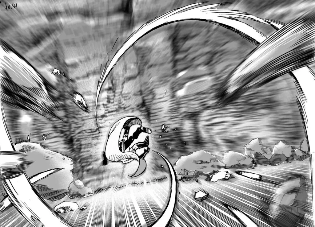 Saitama continues getting thrown away while Genos follows suit for another attack.