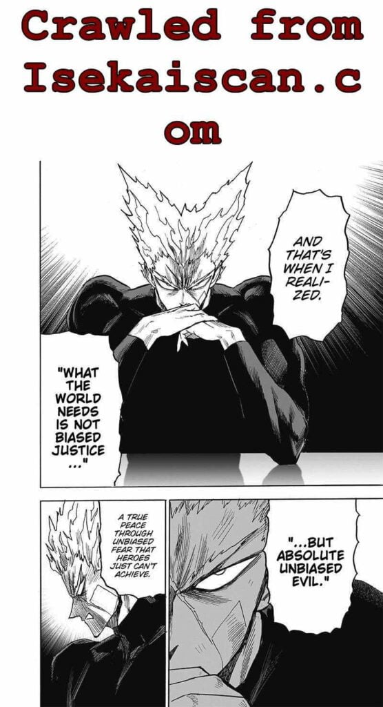 Garou is sitting at a table in front, where he rests his elbows.