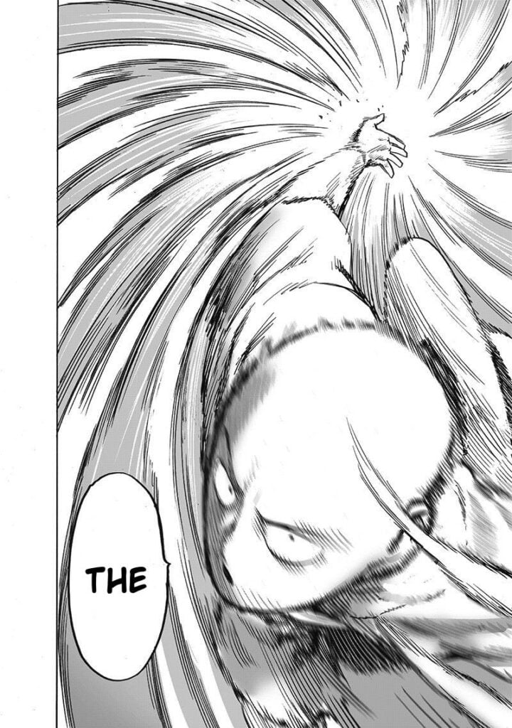 Saitama prepares a slap attack.