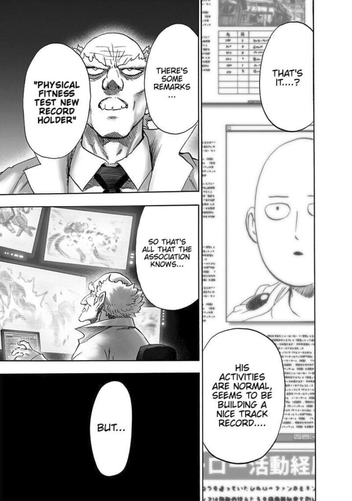 Dr. Bofoi sees Saitama's records as normal as he watches the screen on his computer monitors.