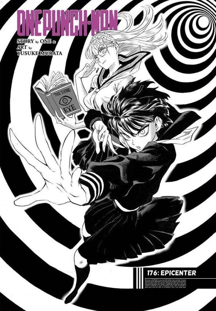 Young Fubuki and Psykos in a circular black and white background as a cover image.