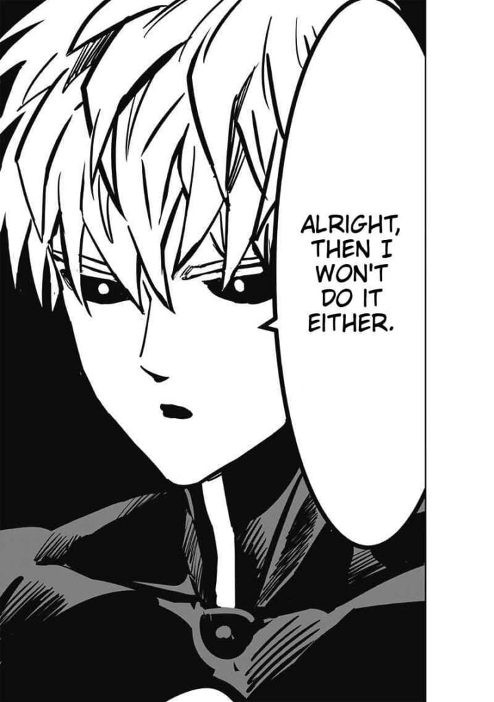 Genos also says he won't transfer, echoing Saitama's decision.