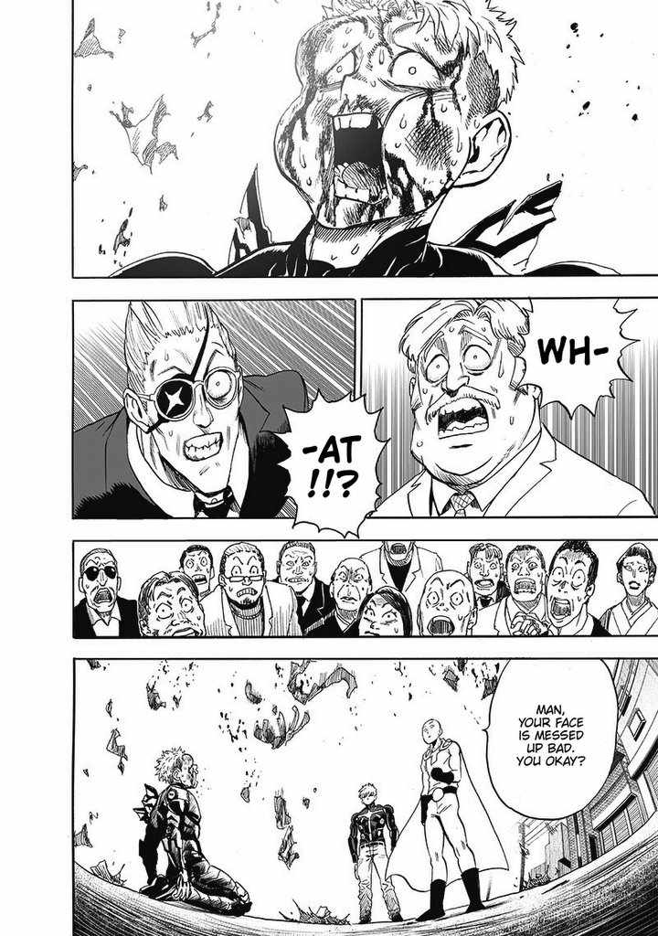 Pavillion 800, the gamblers, Mr. McCoy, and the fat guy are shocked after seeing Saitama and Genos.