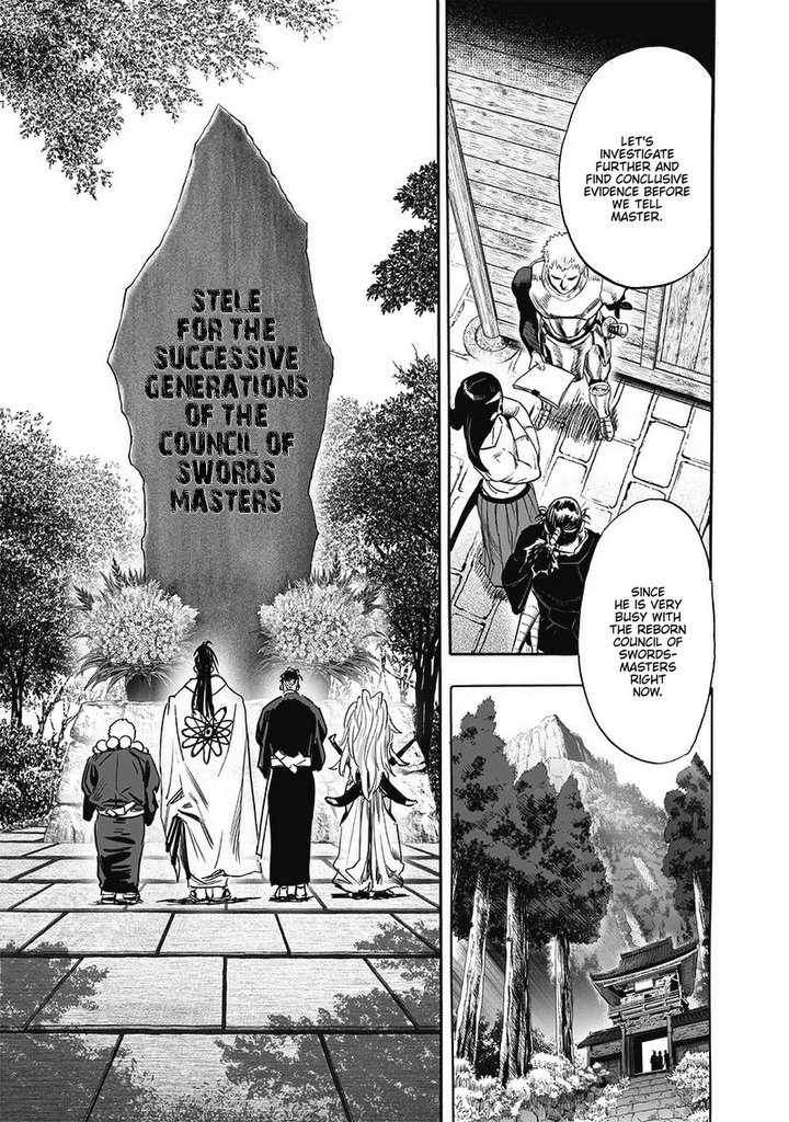 Iairon, Bushidrill, and Okamaitachi are near a temple. Atomic Samurai is with three other people standing before a huge headstone.