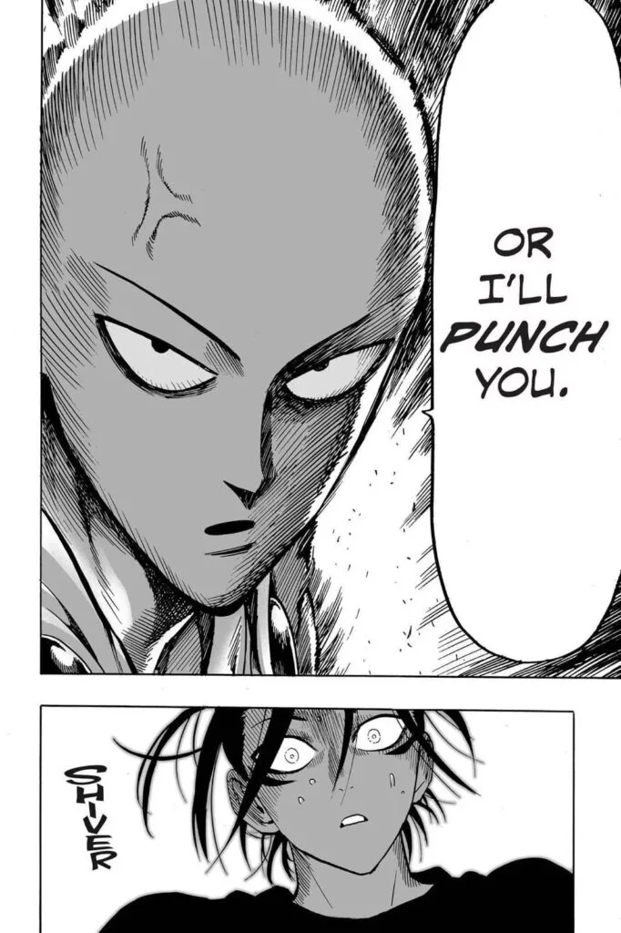 Saitama threatened to punch Sonic, who gets afraid seriosly.