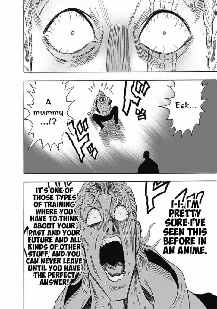 King is surprised after seeing the dead person and he connects with the anime he saw about some enlightenment training.