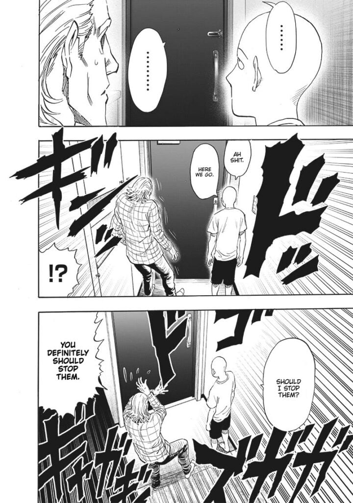 It suddenly became quiet, and King became afraid beside Saitama, so he decided to stop them.