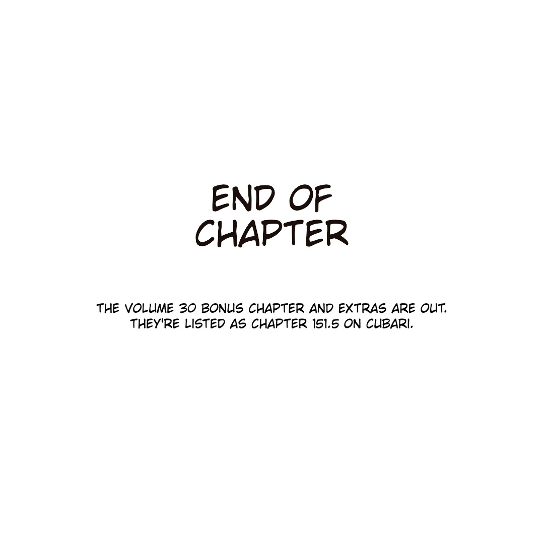 End of Chapter showing the release of a bonus chapter which is Chapter 151.5.