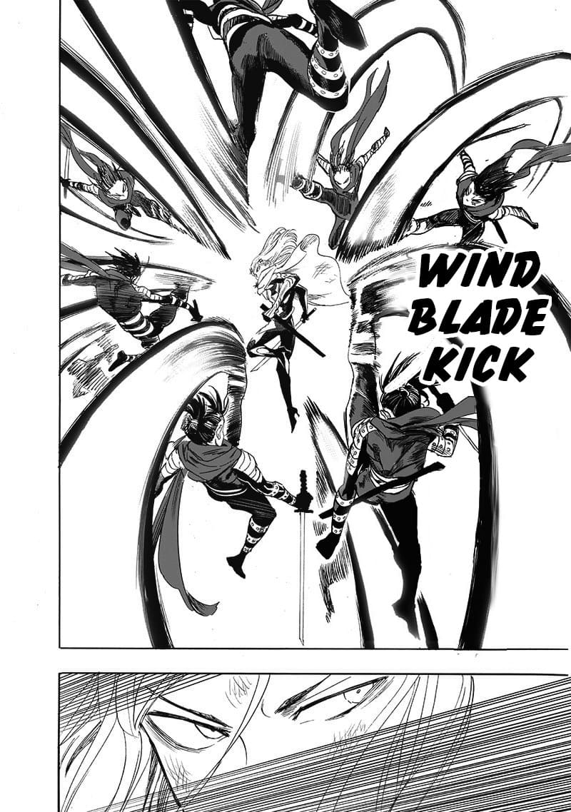 Sonic's afterimages surround Flashy Flash and attack him with a "Wind Blade Kick."