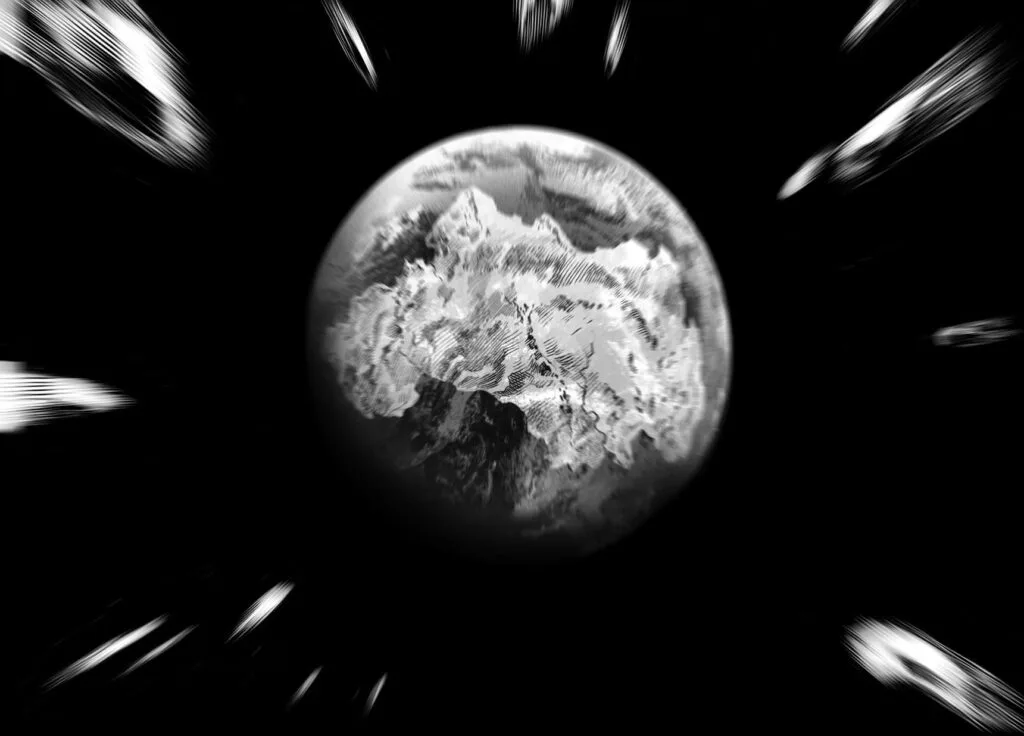 Some asteroids are floating in space, approaching Earth.