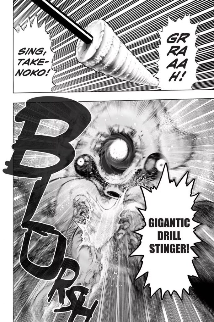 Stinger attacks with his weapon, putting a hole in one of the monster's foreheads.