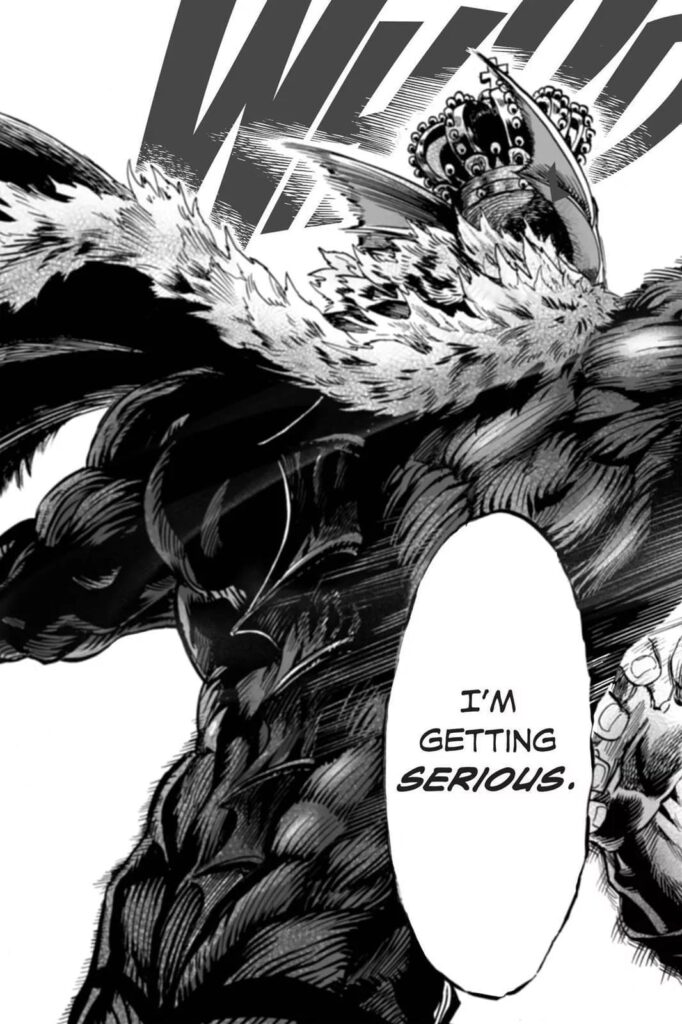 Deep Sea King's strong body muscles show up as he punches the S-Class Hero.