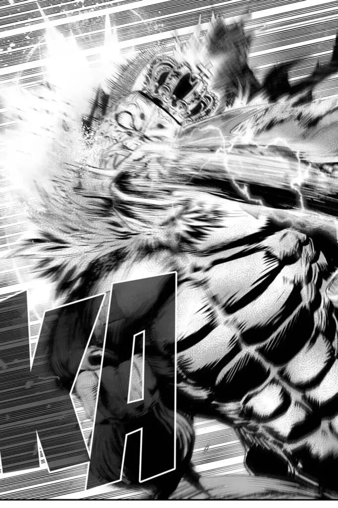 Genos kicks the monster in the face as well.