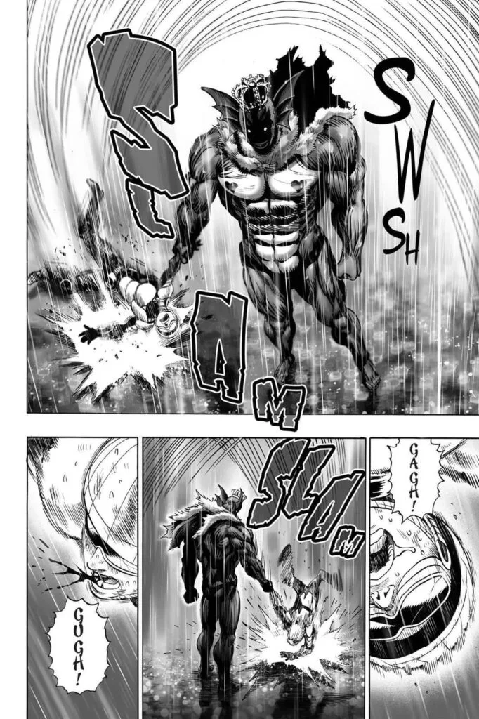 The Deep Sea King holds Mumen Rider's hand and smashes him to the ground.