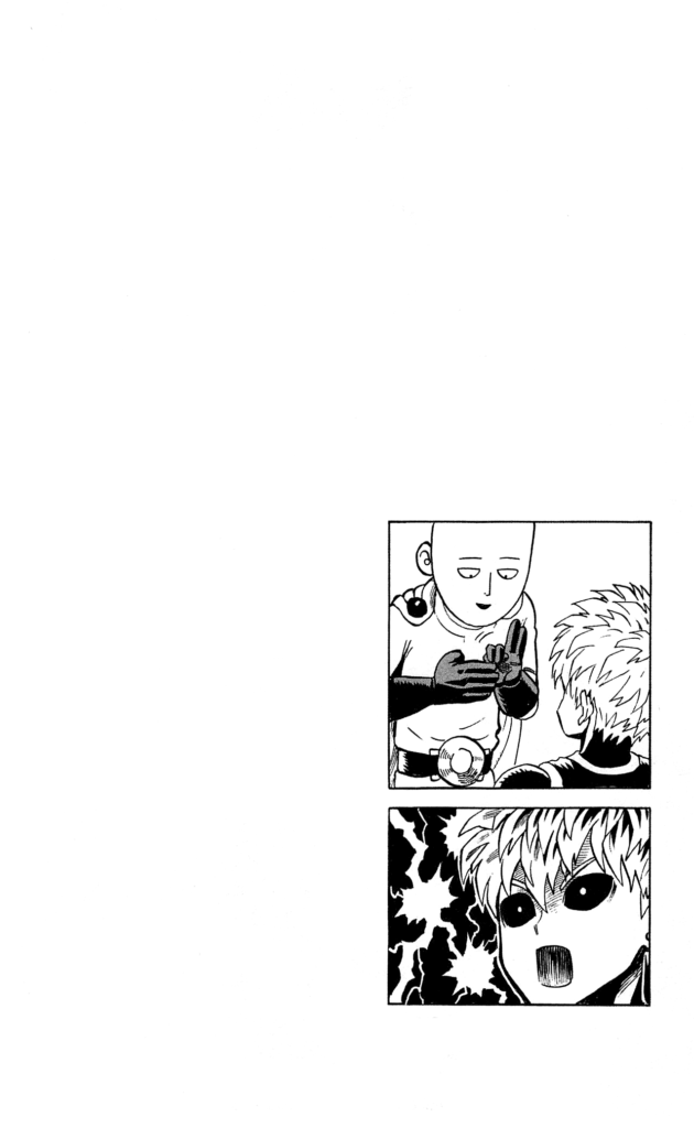 Saitama pulls off a "removing thumb trick," and Genos gets surprised and impressed.