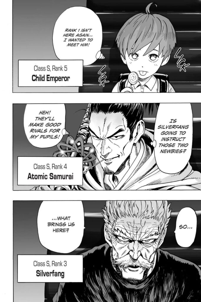 Child Emperor and Atomic Samurai each have their own thoughts, while Silver Fang asks why they were called.