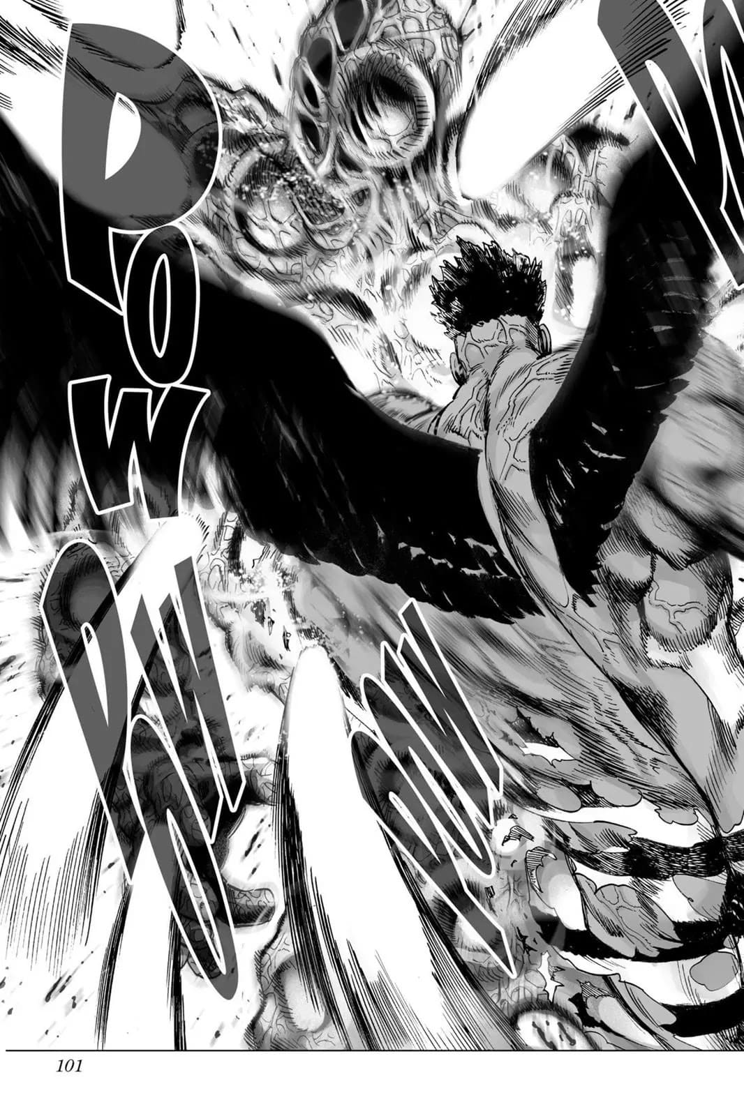 Puri-Puri Prisoneruses his Angel Style and destroys his clothes while heavily punching the monster.