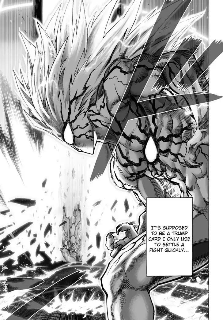 Saitama lands back with overwhelming force on top of the alien ship while Lord Boros stands surprised.