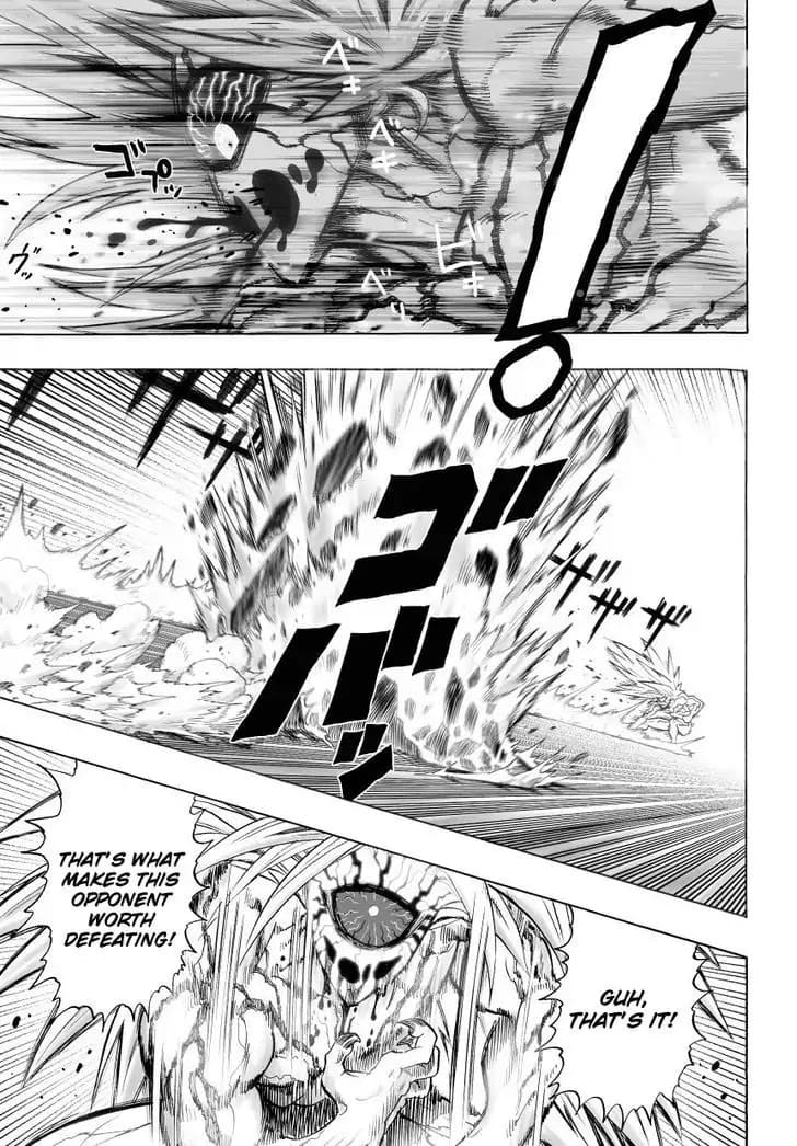 Lord Boros coughs blood and gets thrown away while acknowledging Saitama as a worthy opponent.